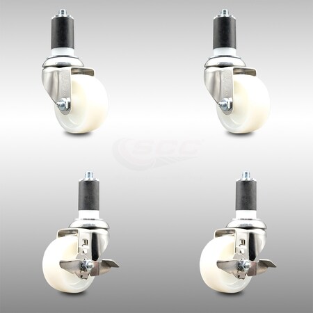 Service Caster 3 Inch 316SS Nylon Wheel Swivel 1-5/8 Inch Expanding Stem Caster Brake SCC, 2PK SCC-SS316EX20S314-NYS-2-TLB-2-158